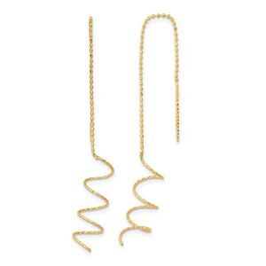 52mm (2 Inch) 14k Yellow Gold Polished & D/C Spiral Threader Earrings